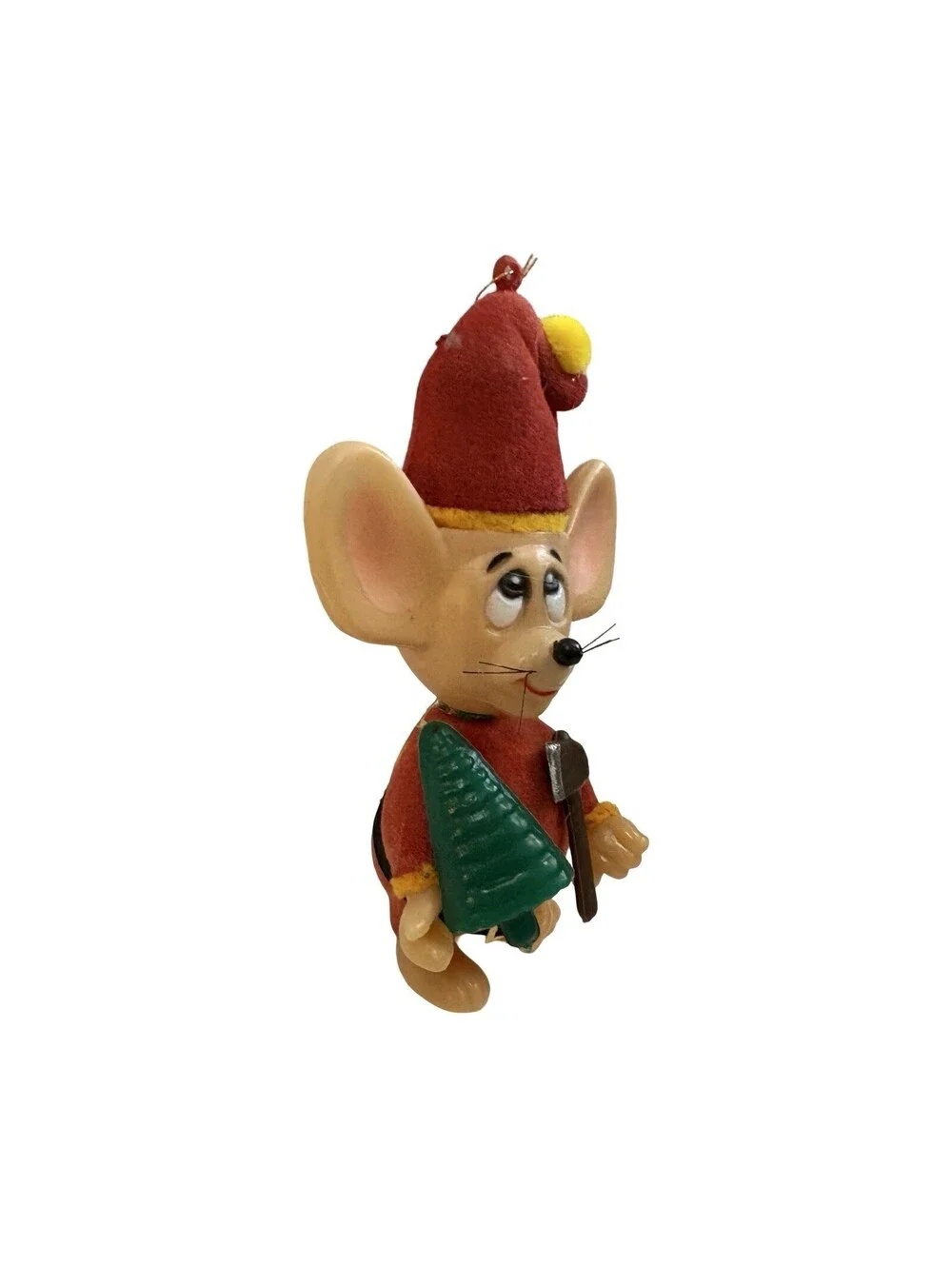 Merry Mice Flocked Christmas Ornament Jasco Vintage 1970s